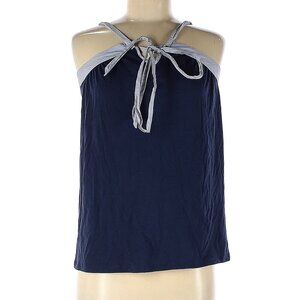 GAP Pima Cotton Halter Tank Top Blue Gray Trim Size M